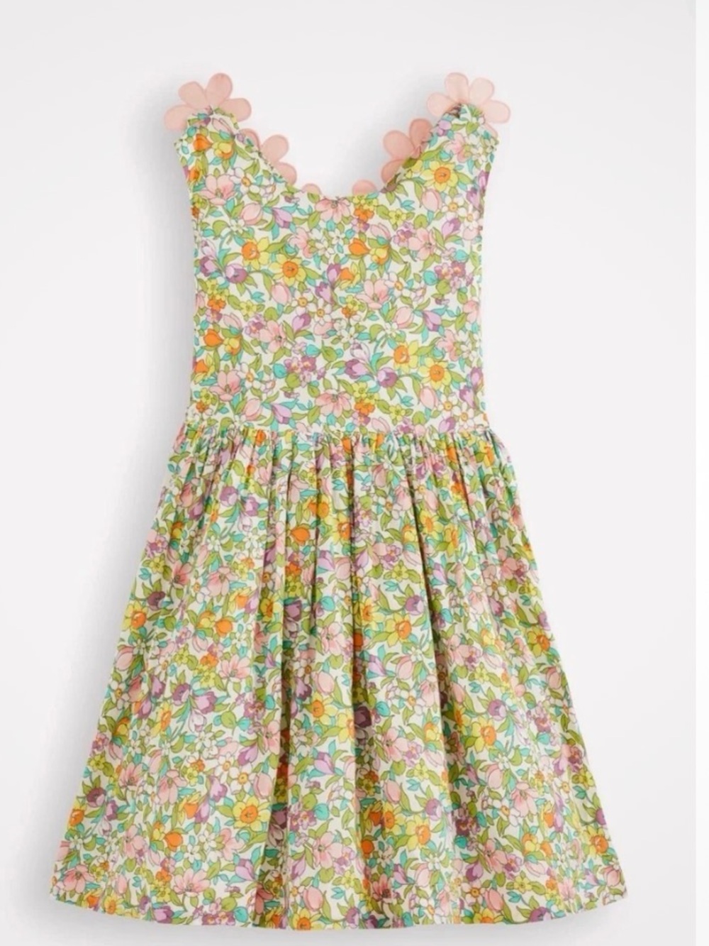 Mini Boden Cross-back Dress Soft Ivory Florabunda 5-6.